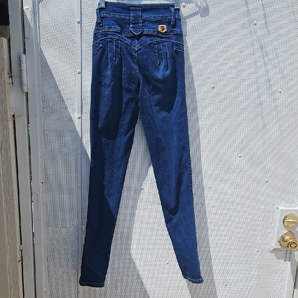 Blue High Rise Tapered Jeans - Picture 5 of 10